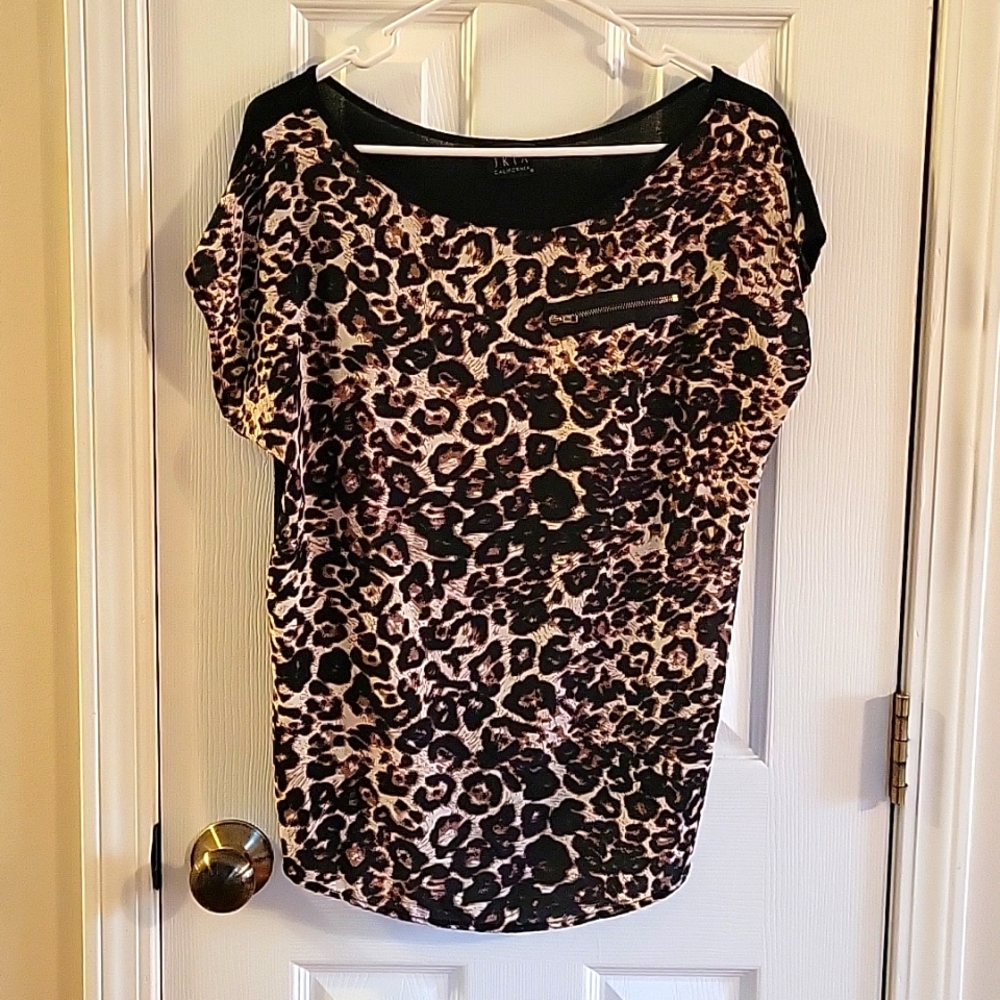 JKLA California Leopord Print Silky Blouse